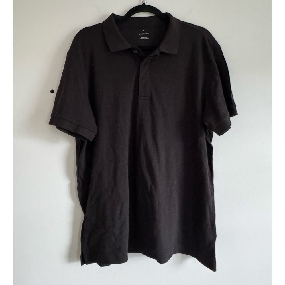 Everlane Mens Organic Cotton Polo Shirt XL Black Short Sleeve Casual Minimalist
